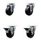 Service Caster 3.5'' Soft Rubber Wheel Swivel Top Plate Caster Set with 2 Posi Brakes, 4PK SCC-20S3514-SRS-2-PLB-2 - alternate 1